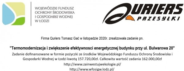 Dofinansowanie zadania uzyskane ze środków WFOŚiGW w Łodzi